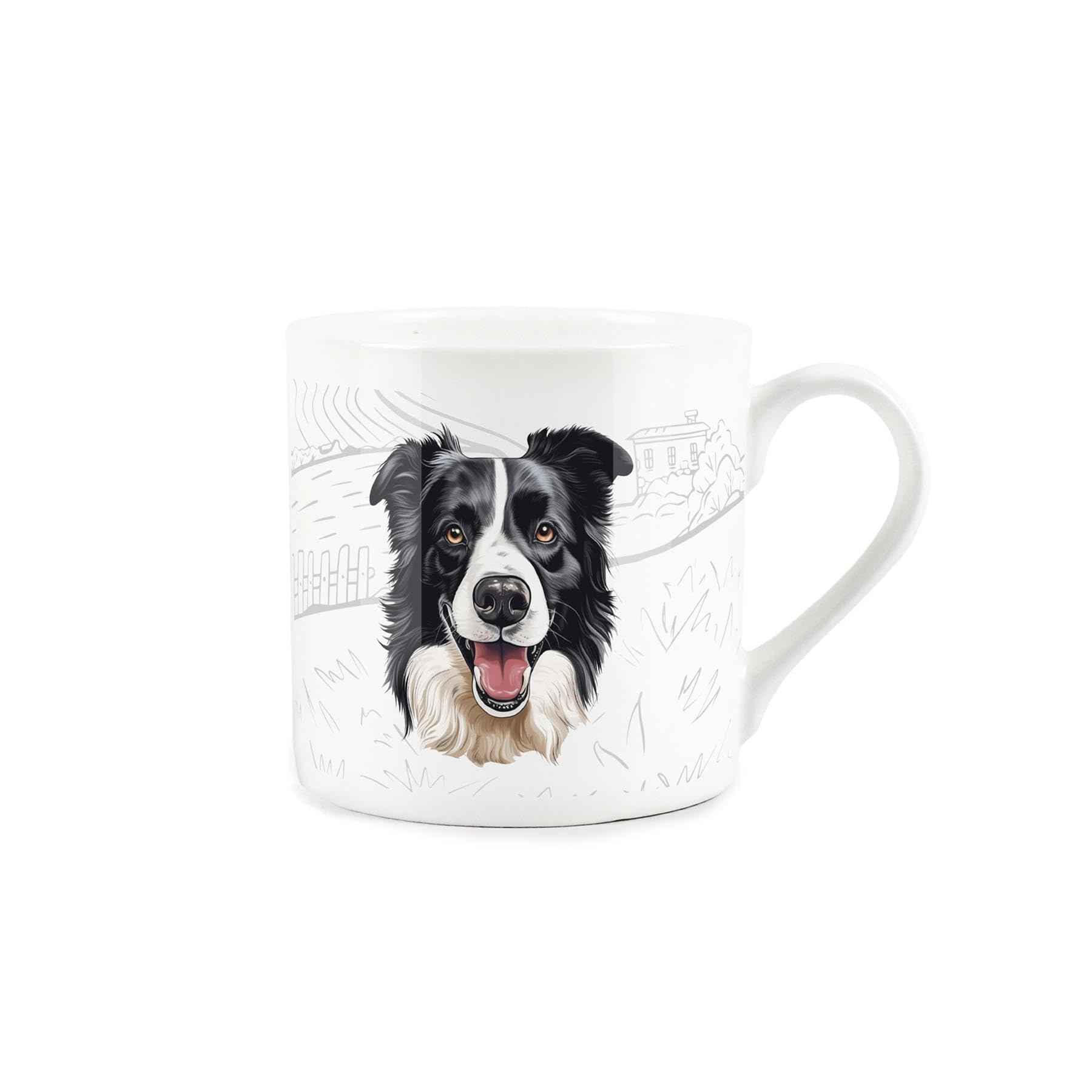 Purely Home Collie Dog Mug - Countryside Farm Animals Fine Bone China White Mug Coffee/Tea Present Gift for Animal Lovers