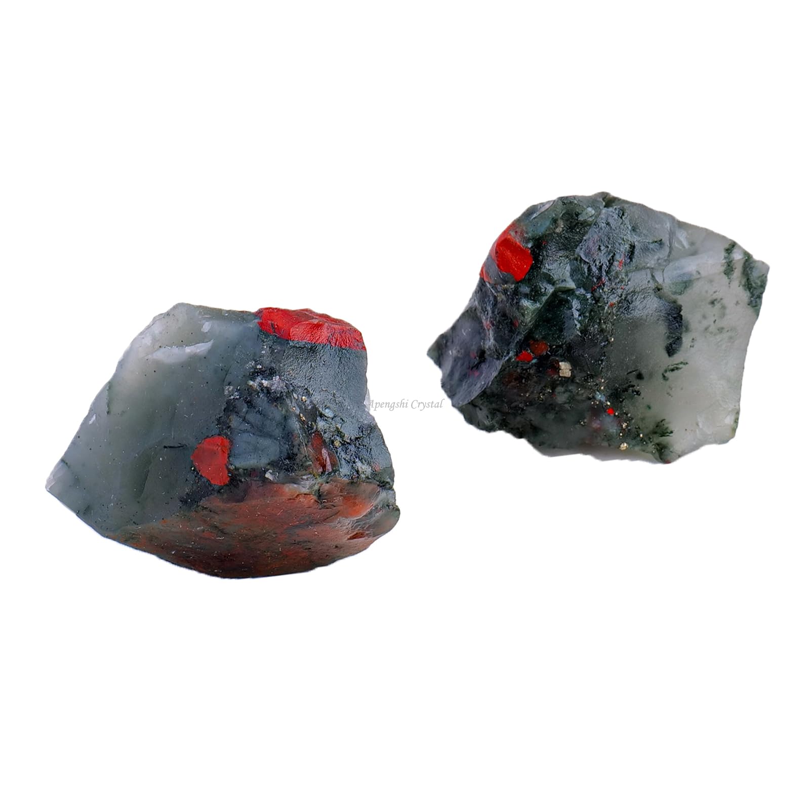 Apengshi African Bloodstone Raw Crystals 2PCS