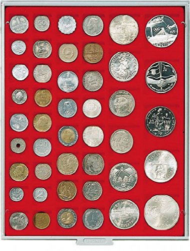 Lindner 2145 Coin Box-Gray / red insert