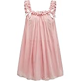 MakeMeChic Women's 2 Piece Lingerie Mesh Cute Valentine Pajama Set Ruffle Bow See Through Vintage Nightgown Sleepwear