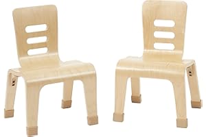ECR4Kids Bentwood Chair, 12in Seat Height, Stackable Seats, Natural, 2-Pack