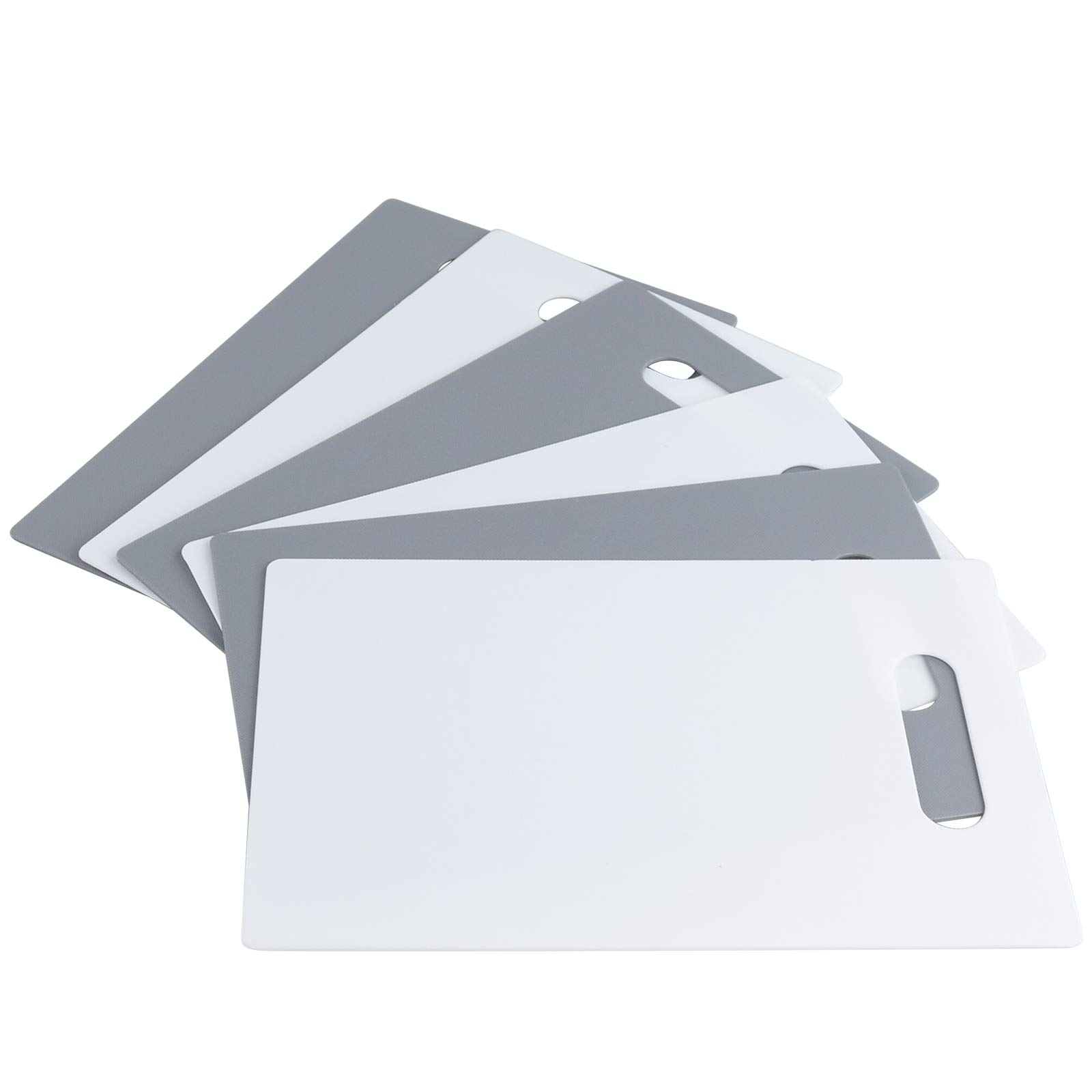 Dynko 6-Pack Chopping Board Mats, Plastic Kitchen Cutting Boards, White & Grey