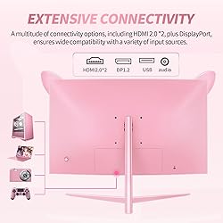 CUNPU Pink Computer Monitor, 27 inch 1440p 165Hz