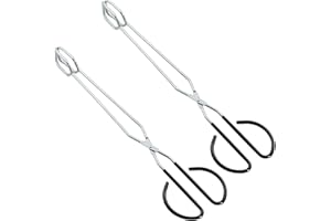 HINMAY Stainless Steel Scissor Tongs 16-Inch Extra Long Grilling Tongs, Set of 2