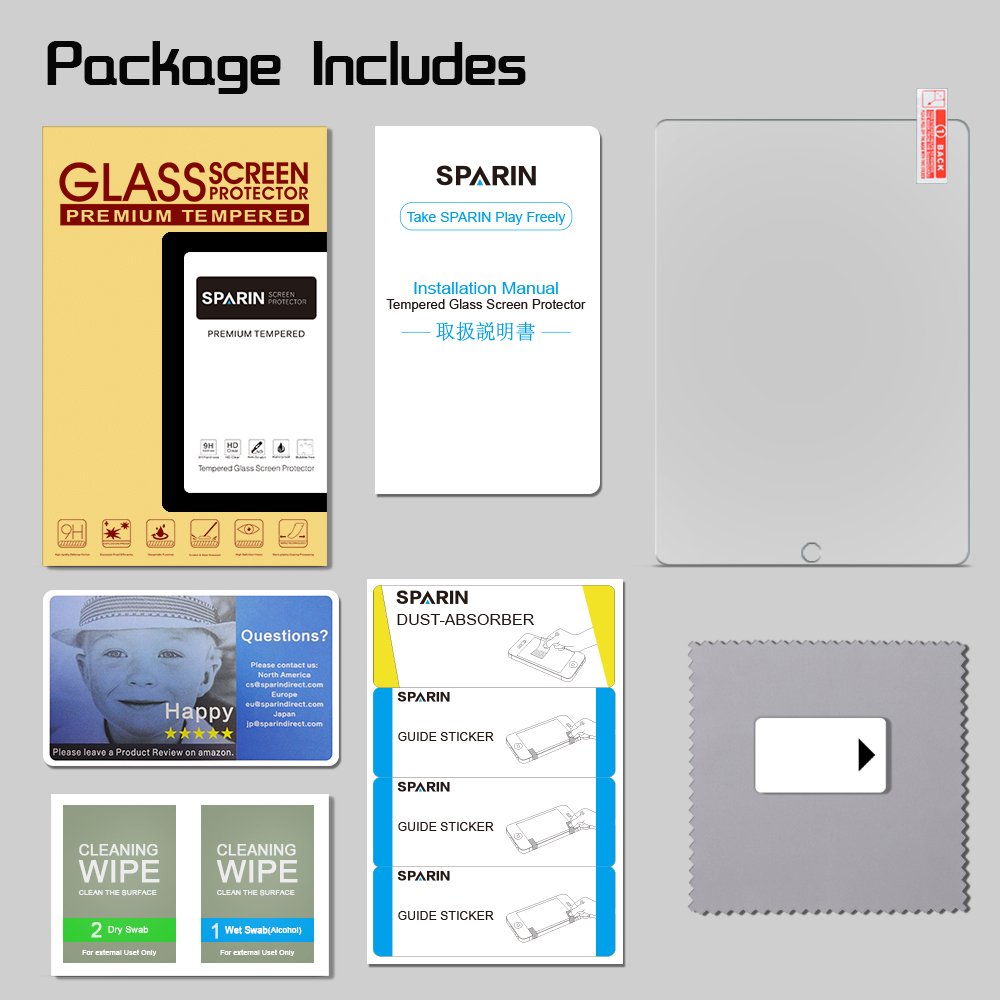 New iPad 9.7" (2018 & 2017) / iPad Pro 9.7 / iPad Air 2 / iPad Air Screen Protector, SPARIN Tempered Glass Screen Protector - Apple Pencil Compatible/High Definition/Scratch Resistant