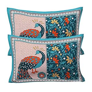 RajasthaniKart Comfort Rajasthani Jaipuri Traditional Sanganeri Print 144 TC Cotton 2 Pillow Covers – PillowCover_122