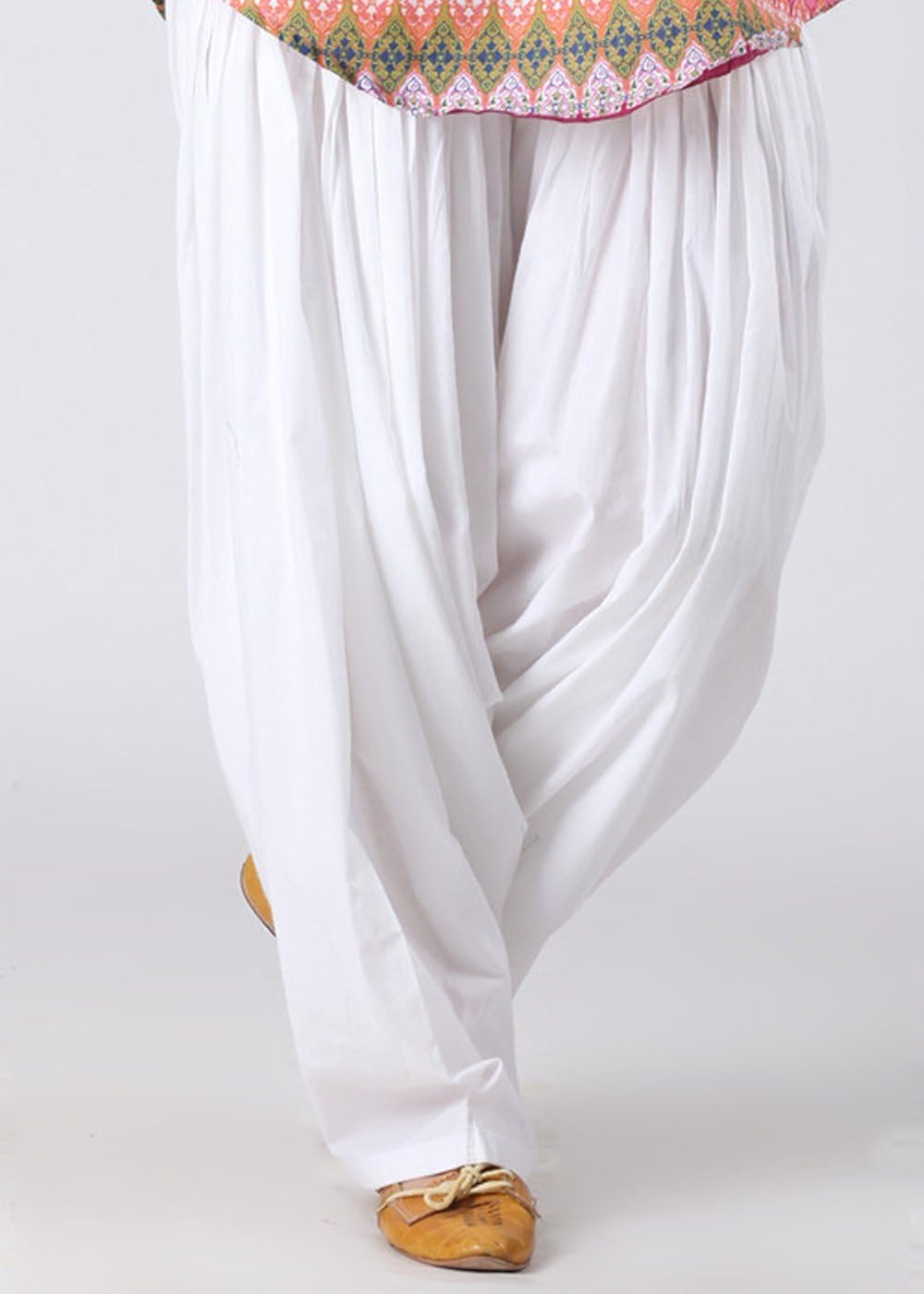 ekam art women's cotton full punjabi patiala (white, free size)