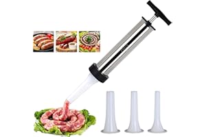 Sausage Stuffer Manual 304 Stainless Steel Sausage Maker Meat Stuffer Filler Hand Operated Salami Maker Sausage Filling Tool 
