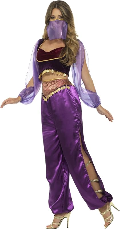 Smiffys Disfraz de princesa árabe, morado, con pantalones, camiseta y velo Halloween, Carnaval — foto 2 de 8