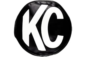 KC HiLiTES 5400 5" Round Black Vinyl Light Cover w/ White KC Logo - Set of 2