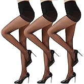 Citystl 3 Pairs Black Sheer Tights for Women - 20D Not Rip Control Top Pantyhose with Reinforced Toes - Resist Tears