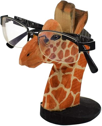 VIPbuy Hand Carved Wood Eyeglasses Holder Stand Giraffe Desk Decor Gift