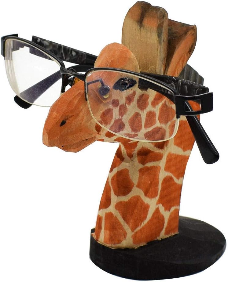 VIPbuy Hand Carved Wood Eyeglasses Holder Stand Giraffe Desk Decor Gift