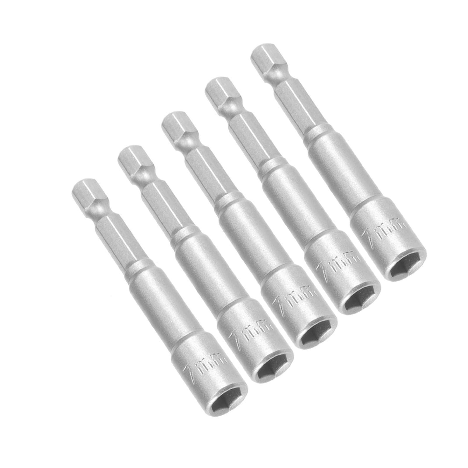 TOP-VIGOR 5Pcs 7mm Nut Setter Driver Drill Bit Set, 1/4 inch Hex Shank Quick Change, 65mm Length Metric Nut Driver Set for Woodworking, Auto Repairing, Machine Maintenance, Furnitures