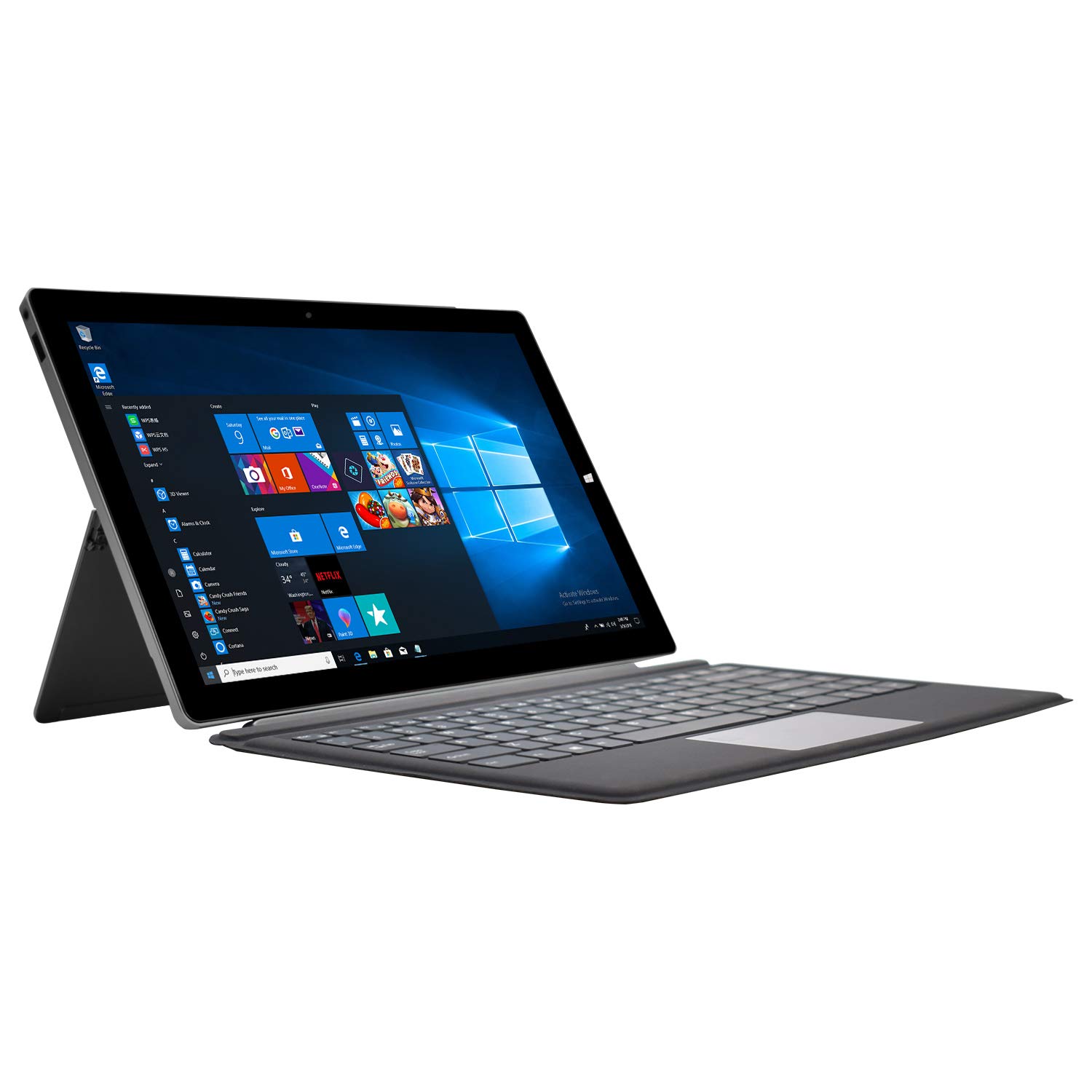 Winnovo 2 in 1 Laptop Touch Windows 10 64 Bit, 13,3 Zoll Notebook FHD IPS Intel Pentium N4200, 4GB RAM, 64GB eMMC, AC WiFi, Type-C, HDMI, USB 3.0, Bluetooth, SSD, QWERTZ Tastatur, Grau