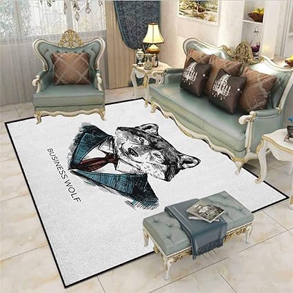Alfombra de baño de lobo para sala de estar de negocios de animales en