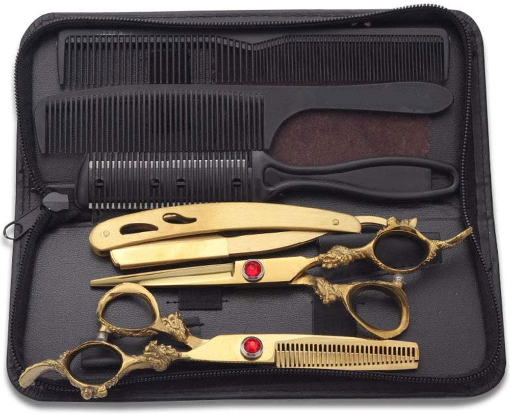 Hair Scissors Professional Hair Cutting Scissors Shears Set Hairdressing Scissors Barber Shear for Barber Salon Thinning Scissors Stainless Steel Scissors with Haircut Comb Hair Cutting Shears