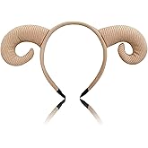 JazSwirl Sheep Headband, Sheep Ears Lamb Goat Headband for Adult, Sheep Horn Ears, Lamb Horns Ear (Brown)