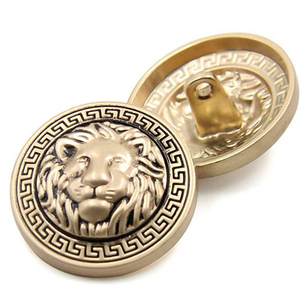 Anjing Metal Shank Button Lion Head Embossed Suit Shirt DIY Buttons,Pack of 10