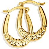 Gold High Polish Lightweight Reversible Olive Leaves Hoop Earrings, 1mm Thick (17.5mm x 12mm) | 14K Yellow or White Gold