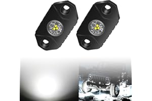 4WDKING White LED Rock Lights, 2 Pods IP68 Waterproof Underbody Glow Trail Rig Lamp LED Neon Lights for Truck Jeep Off Road Truck Car Boat ATV SUV Motorcycle