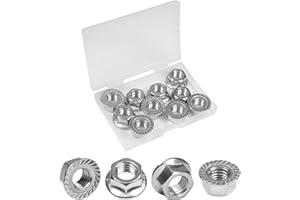 Yinpecly 10 Pcs M12-1.75mm Serrated Flange Hex Nuts, M12 Hexagon Flange Nuts,304 Stainless Steel, Metric Hex Lock Nuts, Locknuts Replacement Nut Full Thread for Industrial Construction Fasteners