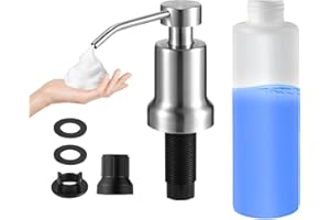 COLAYERIST Foaming Soap Dispenser for Kitchen Sink, Kitchen Bathroom Soap Dispenser Pump, Foaming Hand Soap Dispenserr, Stainless Steel Foam Soap Dispenserr with 21oz Under Counter Plastic Bottle