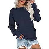 MaMiDay Sweatshirts for Women No Hood Crewneck Loose Fit Fleece Pullover With Kangaroo Pocket Fashion Fall Clothes