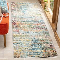 SAFAVIEH Monaco Collection 2'2" x 16' Teal/Orange
