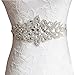 E-Clover Rhinestone Ribbon Sash Belt for Bridal Women's Wedding Dress Belt (Off White)
