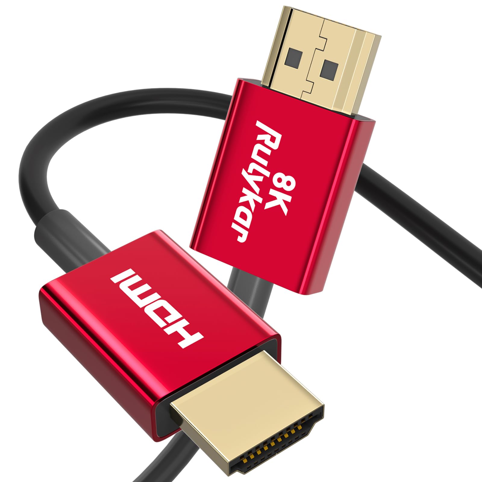 Rulykar Ultra Thin 8K HDMI Cable 1.5m/5 ft, Ultra High Speed 48Gbps, Ultra Thin HDMI 2.1 Φ3.6mm, 8K@60Hz, 4K@120Hz, Dynamic HDR, eARC, Compatible with PS5, Xbox One, NS, GH5S, 8KUHD TV