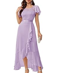 BeryLove Prom Dresses for Women Wedding Guest Ruffe