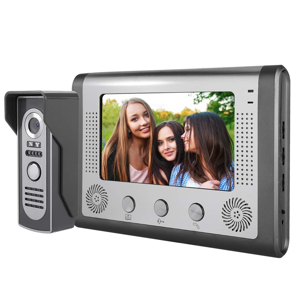 7 Inch Wired Video Intercom Doorbell, Home Security Door Phone, Waterproof Door Bell Chime Kit, Night Vision, Indoor Call Intercom,12 Melodies to Choose, for Home Office(UK)