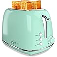 Toaster 2 Slice Retro Stainless Steel Toaster with Bagel, Cancel, Defrost Function, Extra Wide Slot Keenstone 2 Slice Toaster