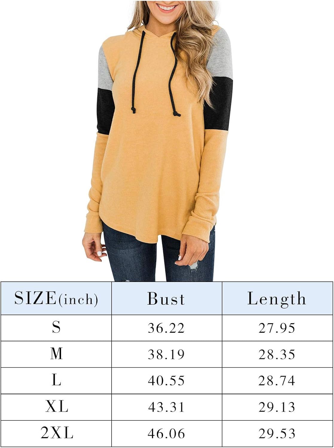 PINKMSTYLE Womens Color Block Hoodie Sweatshirts Tunic Pullover Tops Long Sleeve Drawstring Shirts at  Women’s Clothing store