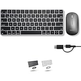 Macally Apple Wireless Keyboard and Mouse for Mac - Dual Mode (Bluetooth + Wired) - Multi-Device, Rechargeable - Mini Wireless Keyboard and Mouse Combo for MacBook, iPad, Mac Mini/Air/Pro (Space Gray)