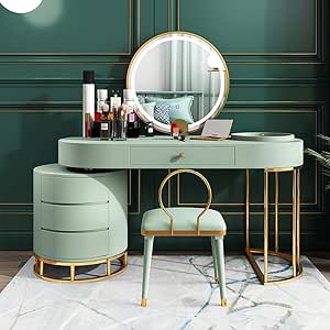 ZZAZXB Tocador Maquillaje con luz, Madera Maciza Cosmética, 1.1m Mesa