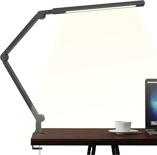 swing arm lamp led desk lamp with clamp 9w eye care dimmable light timer memory 6 color modes jolyjoy modern architect table lamp for task study