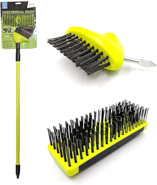 Weed Remover Tool Wire Brush Scraper Set with Metal Broom & Weed
