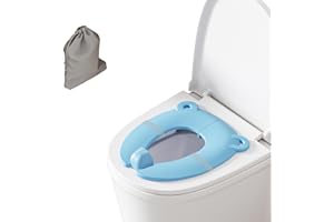PoliLyn Folding Travel Toilet Seat Cover for Toddlers and Potty Training | Includes Portable Bag，Pinch-Proof Rubber Ring | Po