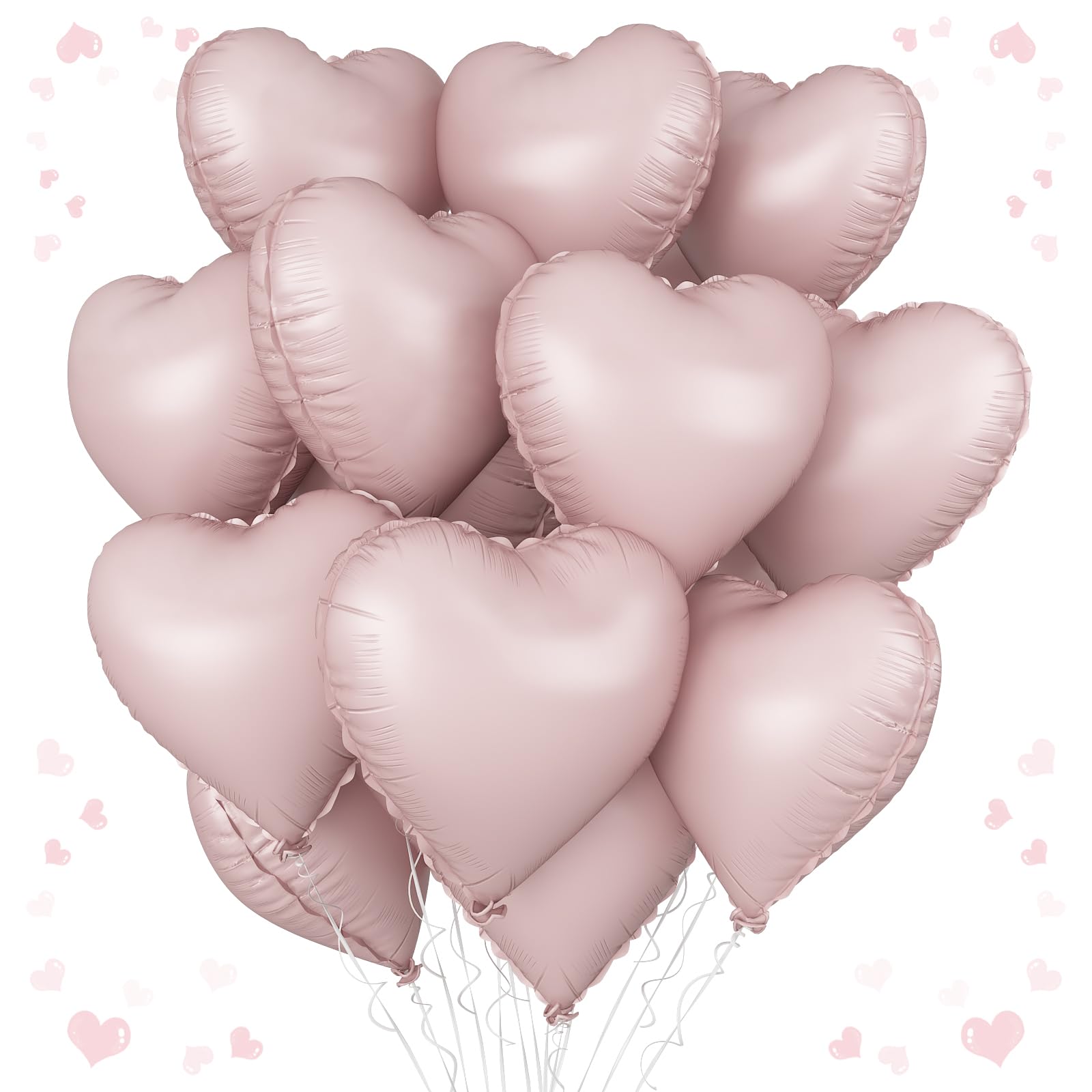 Photo 1 of Baby Pink Heart Balloons, 18 Inch Pink Heart Shape Balloon, 12PCS Large Pastel Pink Helium Foil Heart Romantic Balloon for Girls Birthday Wedding Engagement Anniversary Princess Party Decoration