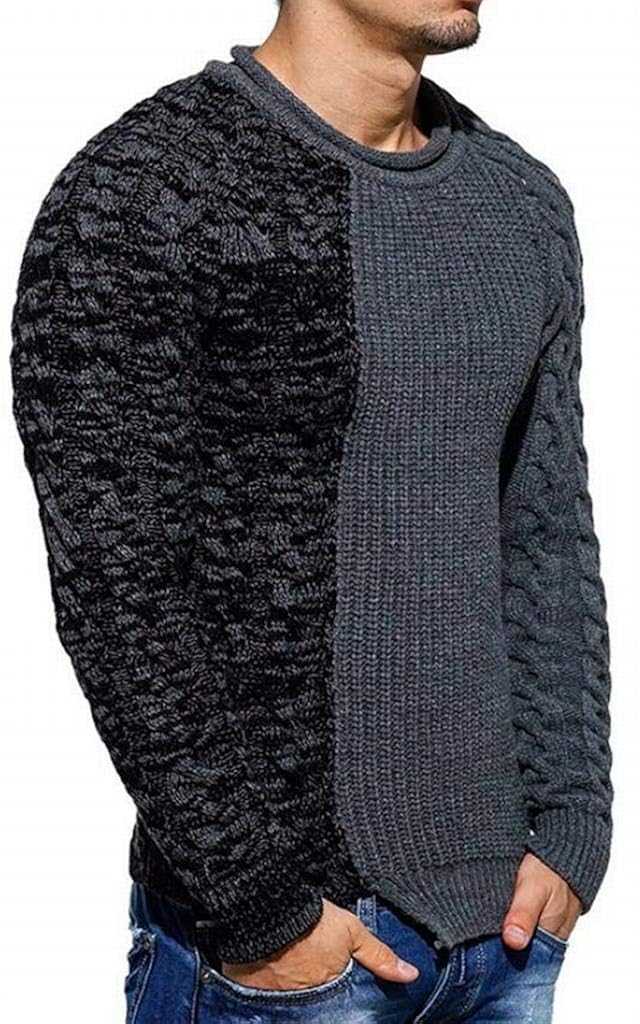 Men pipigo Mens Color Block Round Neck 