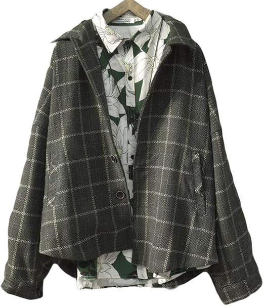 Amazon Gergeousメンズ 長袖 ジャンパー ゆったり チェック柄 アウター ボタンジャケット チェック柄 韓国ファッション 秋服 オーバーサイズ 韓国ファッション コート ジャケット 通販