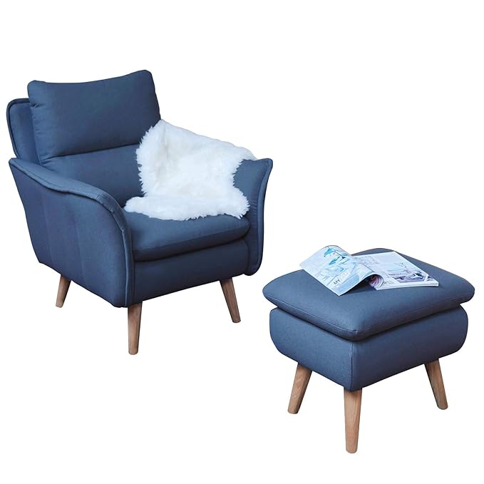 Relaxsessel + Hocker als Ohrensessel modern im Retrodesign mit Schlaffunktion Fernsehsessel Ruhesessel TV-Sessel Stuhl Relaxs