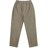 CUNYI Boys Linen Pants Lightweight Breathable Beach Pants Pull-on Casual Outfits with Elastic Waist