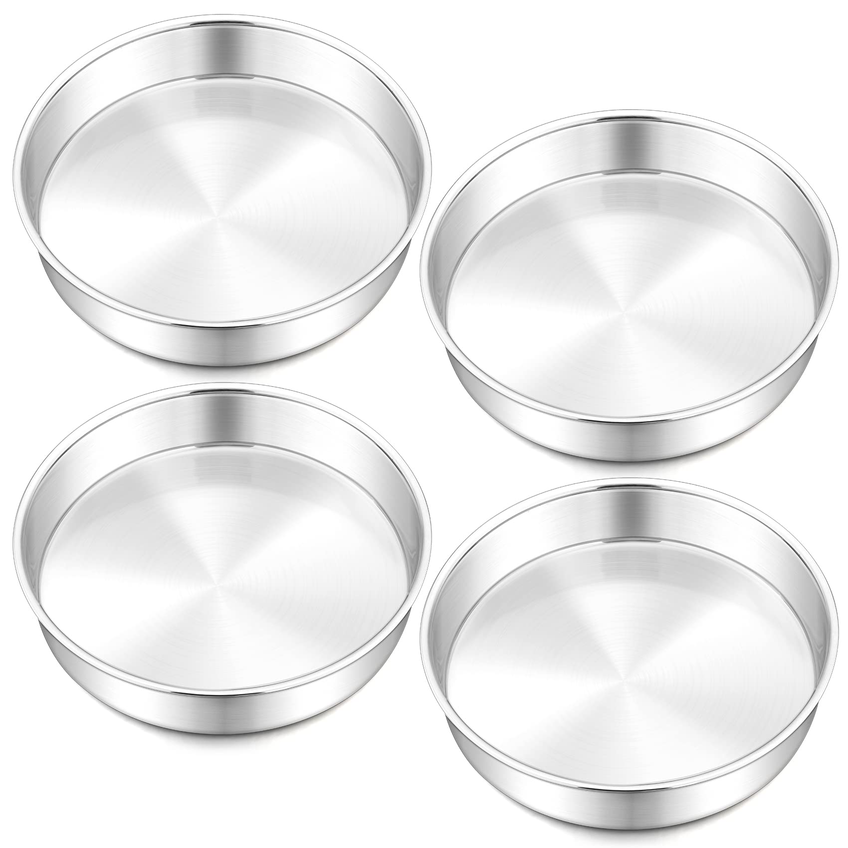 Onader 8 Inch Round Cake Tin Set of 4, Stainless Steel Cake Mould Pan for Baking, Ideal for Birthday Christmas Wedding Layer Cakes, Non-Toxic & Healthy, Mirror Finished & Dishwasher Safe