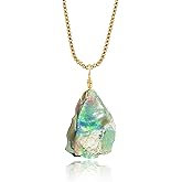 InfinityGemArt Raw Ethiopian Opal Pendant Necklace, Dainty Black Fire Gemstone Jewelry, October Birthstone, 14K Gold Plated 18 inch Adjustable Chain, Valentine's Day Gifts For Men Women