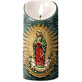 Joymade Personalized Flameless LED Candle – Religious Jesus Candle, Catholic Prayer Light, Faith Corner Memorial Gift, Flameless Christmas Decoration (Our Lady of Guadalupe)