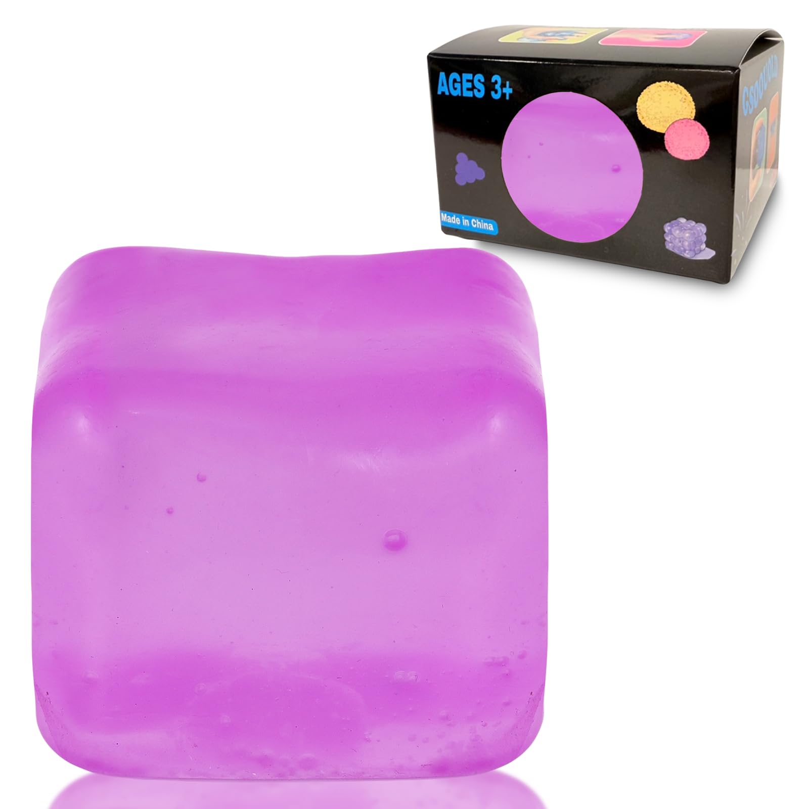 Squishy Ice Cube Fidget Toy, Sugar Ball Stress Cube for Kids Adults, Soft Squishies Stress Relief Sensory Toy for Autism, Classroom Prize Toy Party Favor