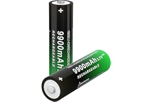 CBJJ 3.7 Volt 18650 Rechargeable Battery 9900mAh 18650 Battery Button Top Li-ion Battery for Flashlight, Headlamp, 2 Pack